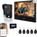 Wired Video Apartment Intercom System,Door Phone Kit,10 Inch Touch Monitor with 1080P HD Doorbell Camera,Supporting Motion Detecting 5 in 1 RFID Card Unlcking for Home Villa (1 Doorbell + 1 Monitor)