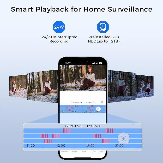 [121° Wide Angle+2-Way Audio] Hiseeu 4K Security Camera System,8pcs 5MP PoE Security Cameras Wired Outdoor,Human Vehicle Detect,Color Night Vision,NVR 16CH Expandable w/3TB HDD for 24/7 Record