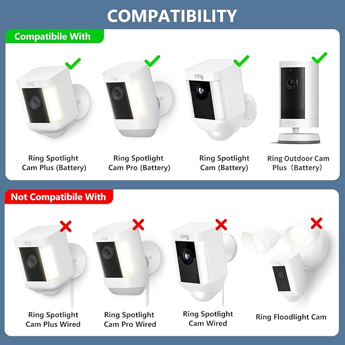 Adjustable Wall Mount for Spotlight Cam Plus/Pro (Battery) and Stick Up Cam/Pro (Battery), 360° Swivel Mounting Bracket for Indoor and Outdoor Use, White