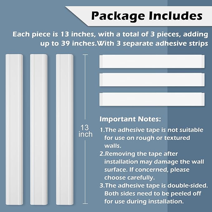 TV Cord Hider - 39in(3xL13in) Cord Covers for Wall Mounted TV Cable Hider Wall Kit | Wire Hiders for TV on Wall, Wire Covers for Cords, Cable Concealer Hide Cords, 1.5" W*0.75" H, Beige