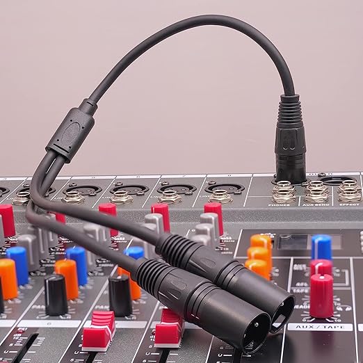 2 Pack XLR Y Splitter, 1.5FT XLR Female to Dual Male, Balanced Mic Audio Cables for Stereo Mic to L&R Audio