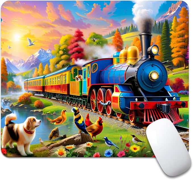 Train Square Mouse pad, Texture, Waterproof, Anti Slip Rubber Base, Computer Mouse pad, Laptop Mouse pad