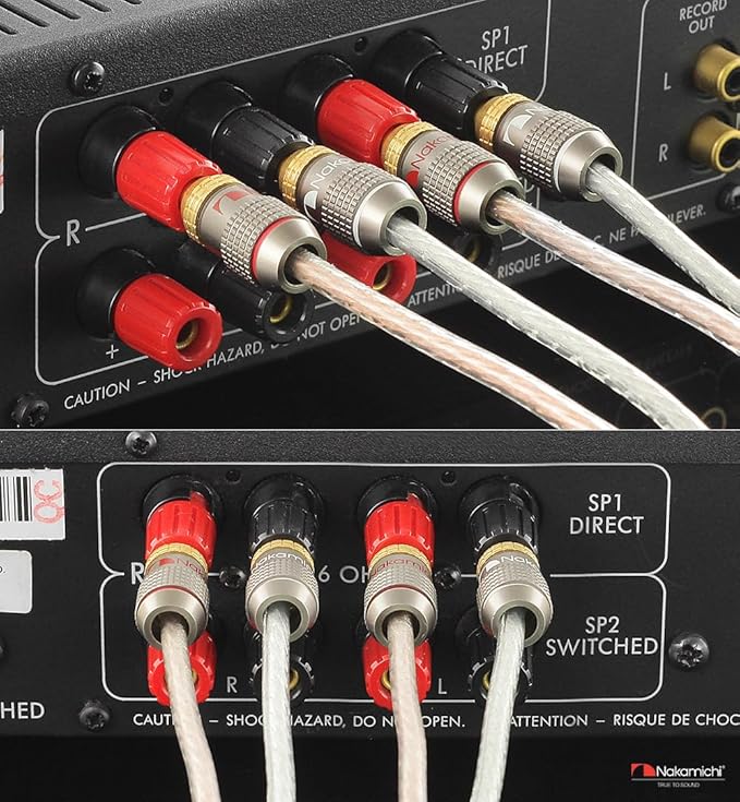 Nakamichi FanLock Excel Series 24k Gold Plated Banana Plugs 10 AWG - 18 AWG Gauge Size 4mm for Speakers Amplifier Hi-Fi Stereo Home Theatre Radio Audio Wire Cable Quick Connector, 48 Pcs (24-Pairs)