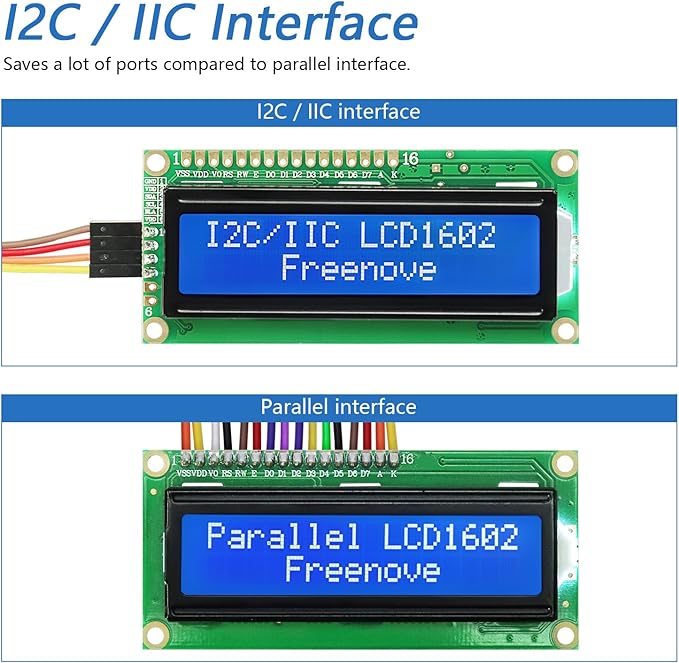 Freenove I2C IIC LCD 1602 Module, New Type TWI Serial 16x2 Display, Compatible with Arduino Raspberry Pi Pico ESP32 ESP8266
