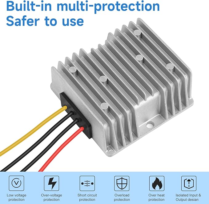 Acridine 20A 240W DC 24V 48V 36V to 12V Step Down Converter Golf Cart Voltage Regulator Reducer Waterproof Buck Transformer Wth Fuse