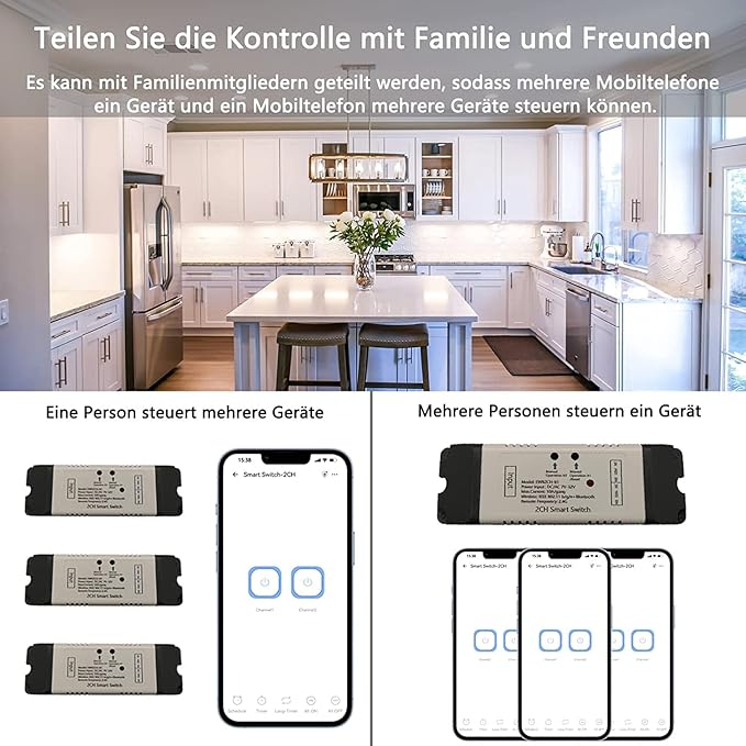 Newgoal 2 Channel EWelink Wireless Switch with Enclosure WiFi Switch Module Remote Control DIY Smart Home Bluetooth Relay 5V/AC85V-250V Power Input Compatible with Alexa Google Home