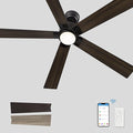 SMAAIR Smart Ceiling Fans with Lights and Remote, 60 Inch Low Profile Ceiling Fan with Dimmable LED Light, 10-Speed Reversible DC Motor Compatible with Alexa/Google Assistant/Siri (Walnut/Light Wood)