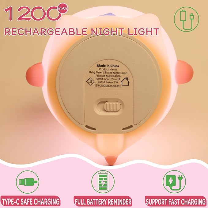 MAGOHMT 3 Level Dimmable Duck Night Light for Kids, Axolotl Night Light, Rechargeable LED Squishy Novelty Animal Lamp for Kids Sleep, Nursery Room Decor