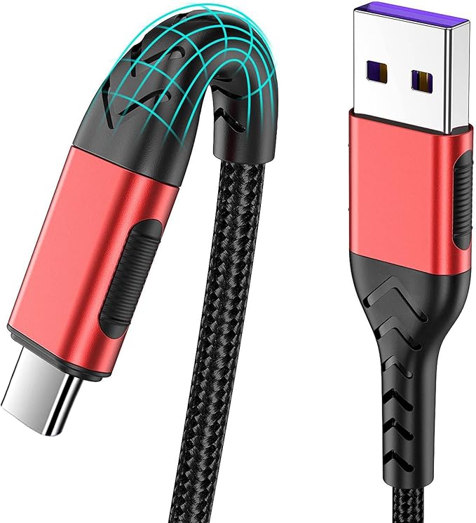Durcord USB C Charger Cable, Upgarded 2Pack 1ft Fast Charging 1 Feet USB Type C Charging Cord Cable, 1 Foot Type C Charger Premium Nylon Braided USB Cable Compatible with iPhone 15/Pro/Plust/Max-Red