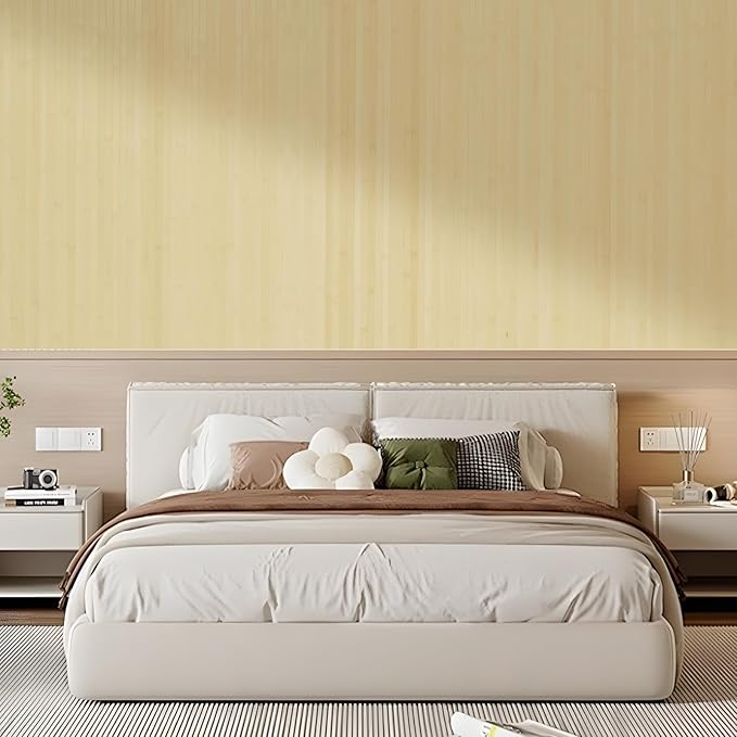 OUZUGIE 2 Pack 96x48 Inch Natural Bamboo Wall Panel – Raw Pole Wrap Paneling for Walls, Ceilings, Cabinets, Furniture – Ideal for Bedroom, Living Room & Office DIY Decor