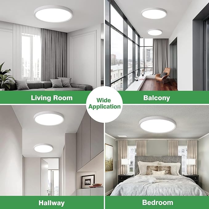 4PK 15.8 Inch LED Flush Mount Ceiling Light, 32W, 3480LM, 3000K/4000K/6000K CCT Selectable, Round Flat Panel Light Low Profile Ceiling Light Fitures for Hallway, Kitchen, Bedroom, Laundry Room
