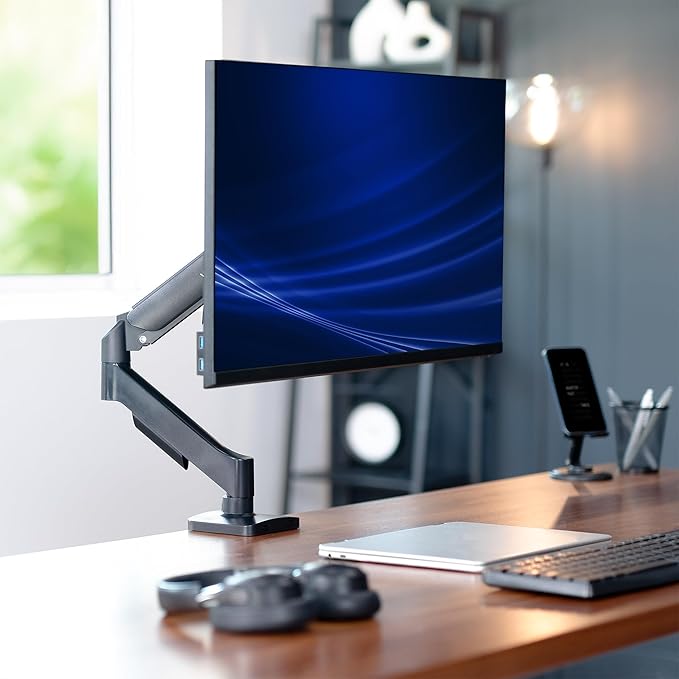 VIVO Single 17 to 32 inch Monitor Height Adjustable Counterbalance Mechanical Arm Desk Stand, Classic, Universal VESA Mount, STAND-V001O