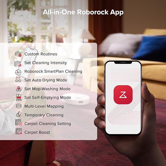 roborock Qrevo S5V Robot Vacuum and Mop, FlexiArm Edge Mopping, 12,000Pa Suction, Dual Zero-Tangle System, Smart Obstacle Avoidance, 10mm Mop Lifting, Auto Mop Washing&Drying, Self-Emptying&Refilling