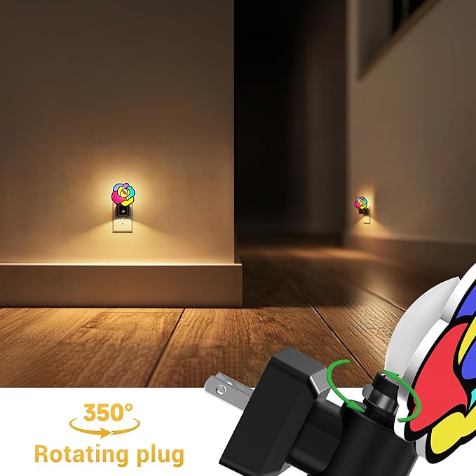 L LOHAS LED Night Lights Plug into Wall, Night Light with Light Sensor, 3000K Soft White, 0-100LM Brightness Adjustable, Acrylic Rose Nightlight for Bathroom Bedroom Hallway