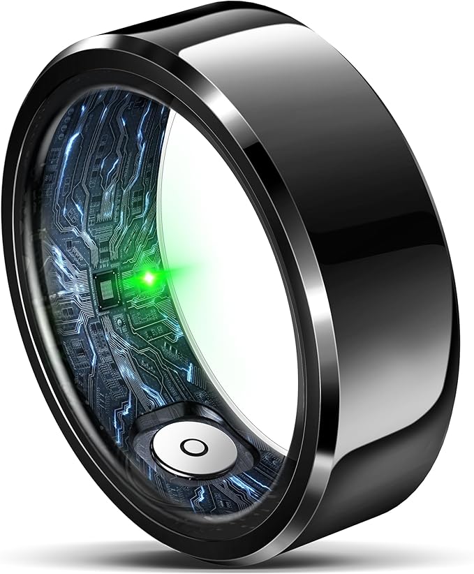 RIFESI Smart Ring for Women Men, Fashion Minimalist Fitness Ring & Sleep Tracker Ring with Heart Rate, Blood Pressure,5ATM Waterproof Health Ring,Gifts for Women Men Gift,No Subscription (8,Black)