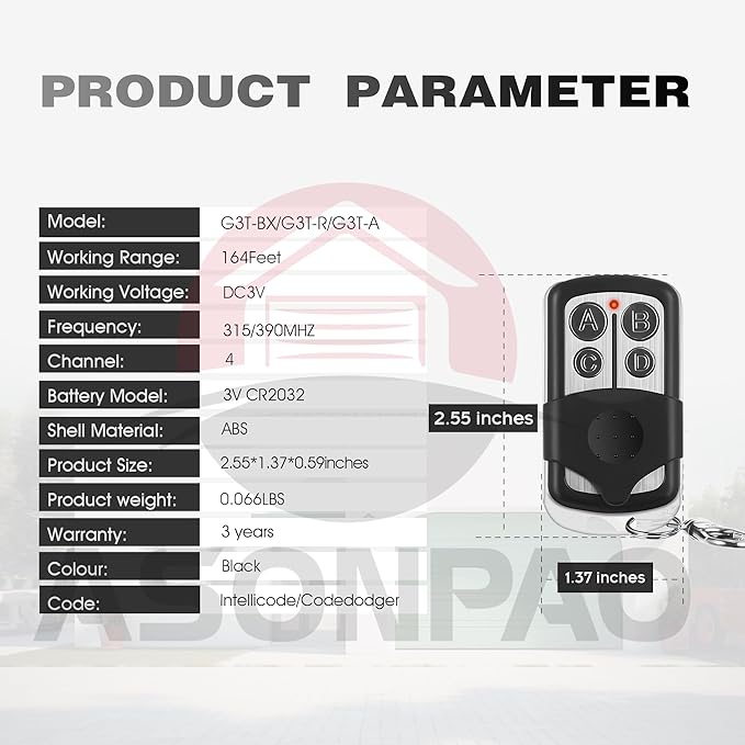 2 for Genie & Overhead Door Garage Door Opener Remote G3T-R G3T-A O3T-BX O3T-A【10-Year-Warranty】