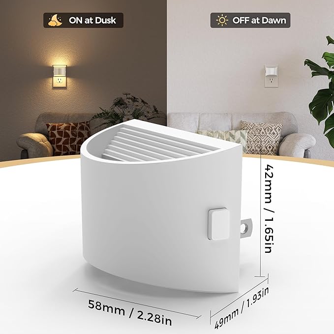 DORESshop LED Night Light[4 Pack], Night Lights Plug into Wall, 3 Level Brightness Adjustable Plug in Night Light, Dusk to Dawn Sensor Nightlights for Adults,Bedroom,Bathroom,Hallway,3000K White Cover