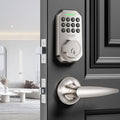 VCHOO Keyless Entry Door Lock Set Smart Locks for Front Door Keypad Door Lock with Handle Auto Lock One Time Password Anti Peeping Password IP54, Satin Nickel