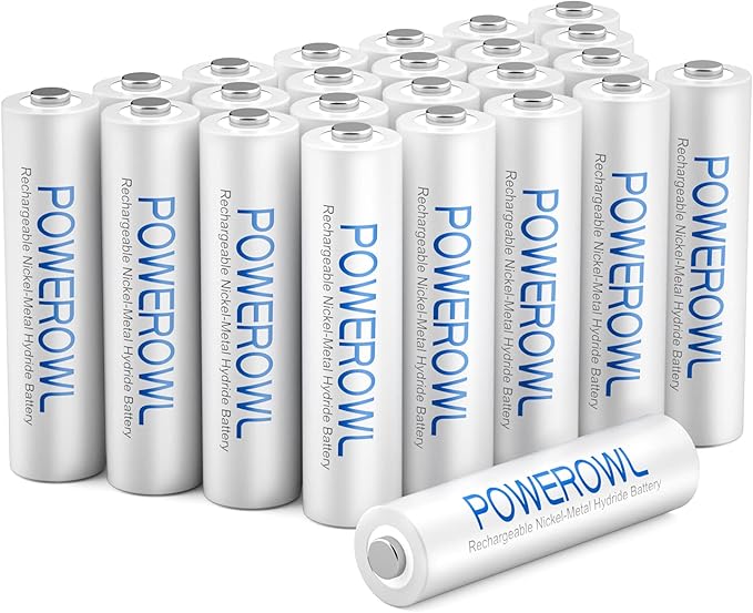 POWEROWL AAA Rechargeable Batteries 24 Pack, High Capacity Rechargeable AAA Batteries 1000mAh 1.2V NiMH Low Self Discharge