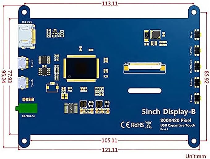 ELECROW 5 Inch Touch Screen Monitor for Raspberry Pi - 800×480 Mini Monitor Touchscreen LCD Display Compatible with Raspberry Pi 5/4/3B+/3B, BB Black, Banana Pi, Jetson Nano, Windows, PC