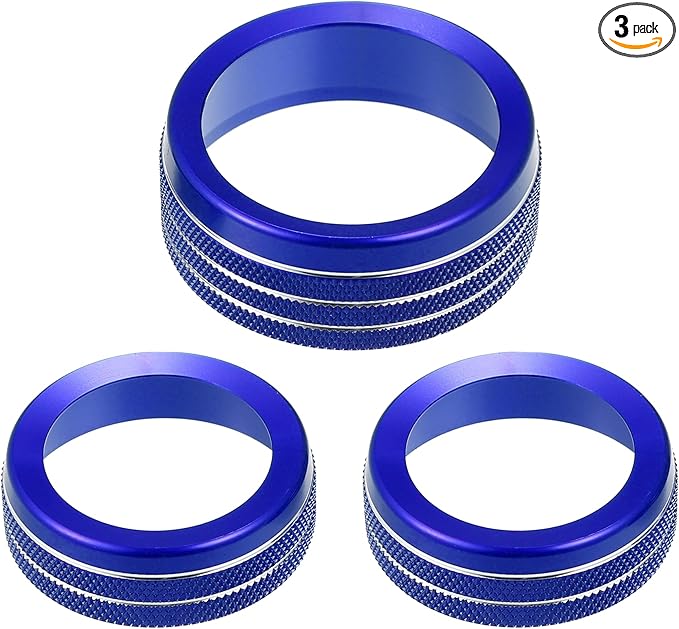 A ABSOPRO Car Air Conditioner Knobs Decals AC Radio Switch Knob Cover for Dodge Durango 2014-2020 for Jeep Cherokee Grand Cherokee 2014-2021 Blue (Set of 3)