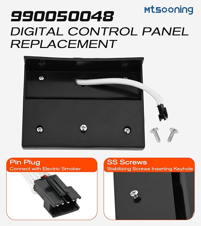 Mtsooning 990050048 Digital Control Panel LED Display Replacement for Masterbuilt MB ESQ30B, ESQ30S, 20070106, 20070206, 20072010, 20070910 Electric Smoker Grill Models Controller