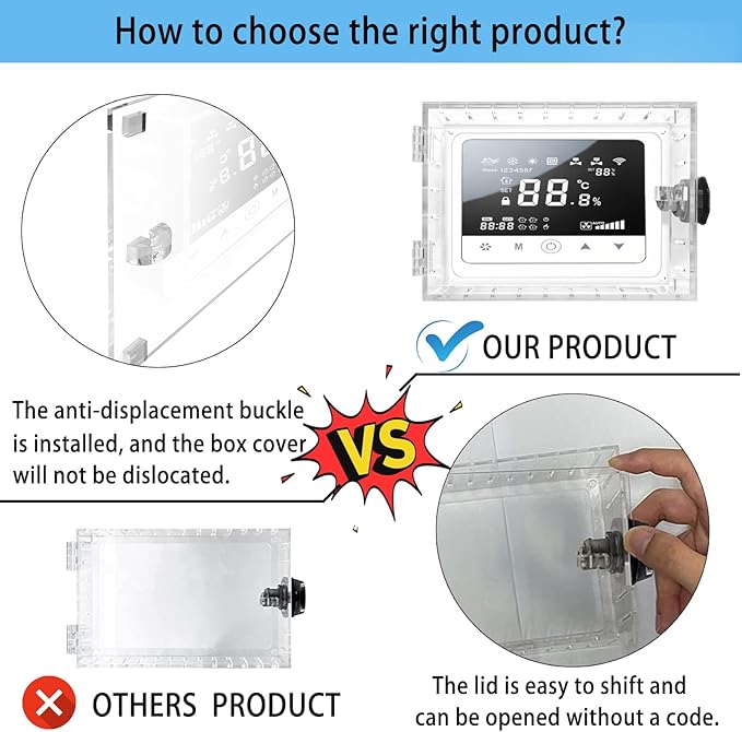 Young Dance Universal Thermostat Combination Lock Box, Clear Large Thermostat Guard for Wall Thermostats, Thermostat Cover Fits Thermostats 6.5 "H x 4.72 "W x 1.97 "D or Smaller (1 Set)