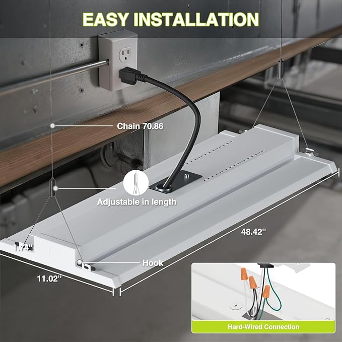 2 Pack 400W LED Linear High Bay Light 4FT, Adjustable 400W/320W/240W/100W With Motion Sensor, 60000LM, 120-277V, 0-10V, 5000K, Commercial Linear High Bay Led Shop Lights for Warehouse Workshops, UL