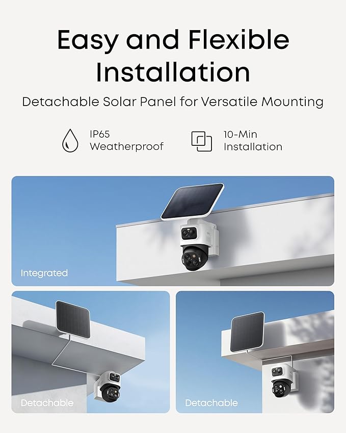 eufy Security eufyCam S4 4-Cam Kit,4K Solar Camera Wireless Outdoor, Triple Lens Bullet-PTZ Cam, 360° View, Cross-Cam Track, Al Recognition, 8X Zoom, Color Night Vision, 0 Monthly Fee, Local Storage