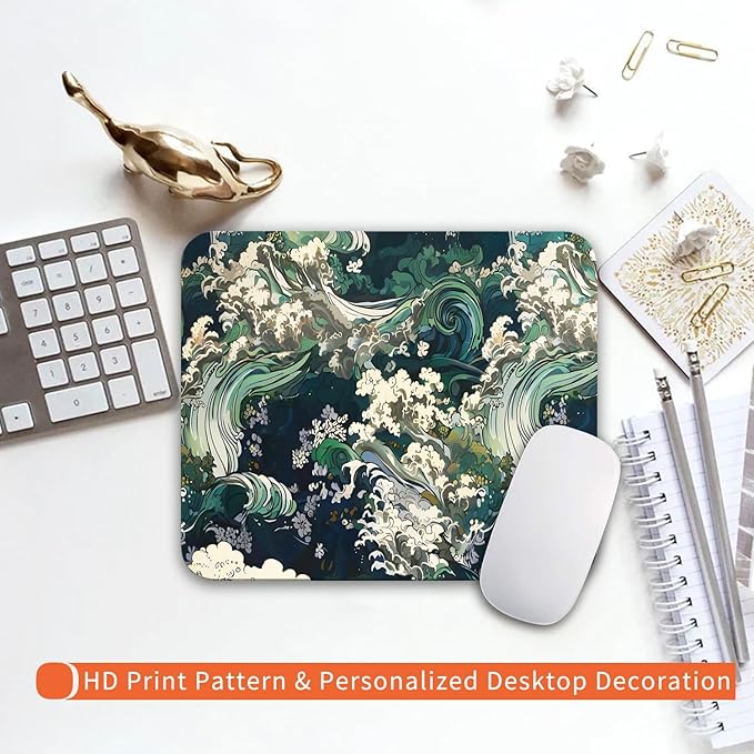 Armanza Square Mouse Pad Japanese Art,Personalized Premium-Textured Custom Mouse Mat Design,Washable Mousepad Lycra Cloth,Non-Slip Rubber Base Computer Mouse Pads for Wireless Mouse