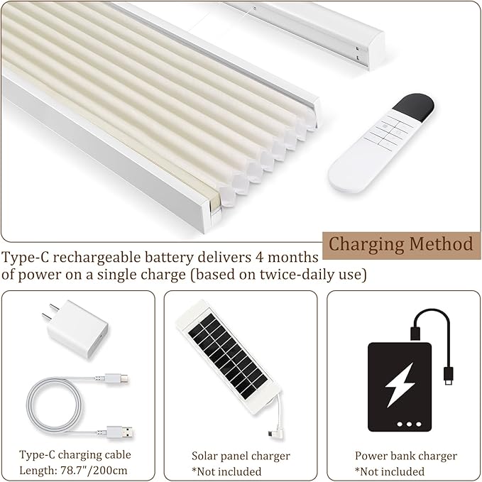 LEXEN Smart Top Down Bottom Up Honeycomb Shades - WiFi Enabled Motorized Cellular Blinds Compatible with Alexa/Google Home Double Cellular Fabric Light Filtering Insulated Custom Sizes-Beige