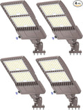 BBESTLED 4Pack 400W LED Parking Lot Light Dusk to Dawn Outdoor Lighting Arm Mount 56000LM IP65 UL & DLC Commercial Light for Street Stadium Tennis Court 5000K (100-277VAC Input), LED Shoebox Light