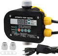 OELFFOW Smart Pump Controller with 2 Metal Pump Connector, BSPP G1 Threaded Interface, 2 Modes Digital Display, Adjustable Pressure, High Power, for Home, Garden, Industrial Use