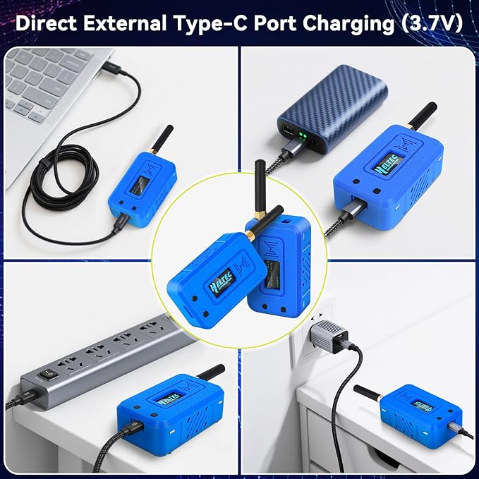 Meshnology 2 Set ESP32 Lo Ra V3 Module Board with 915 MHz Antenna + 3000mAh Battery + Case - with WiFi Blue Tooth SX1262 CP2102 0.96” OLED Display Type C for Ar duino Mesh Tastic IOT (N35, Blue)