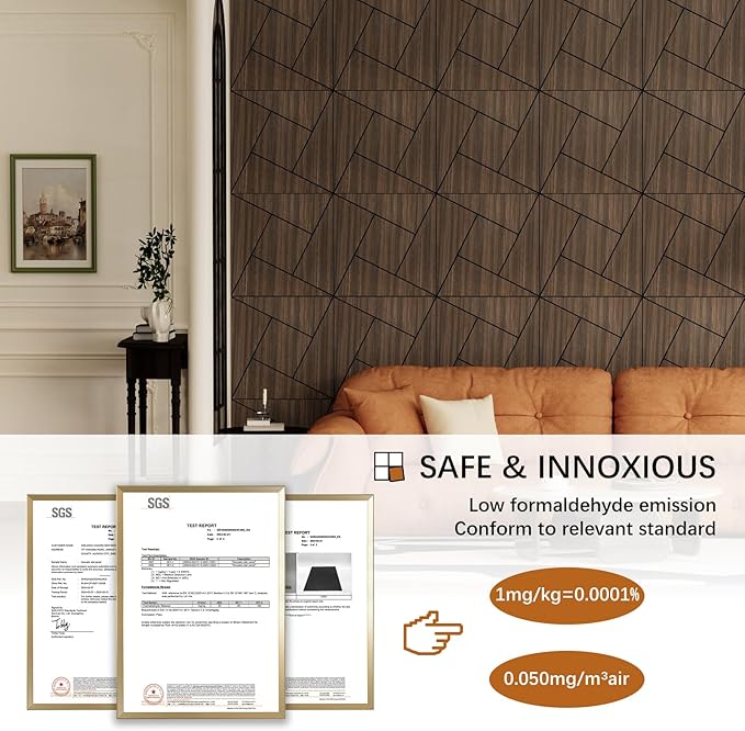 ARMURO 4 Packs Acoustic Wall Panels - Self-Adhesive 3D Wood Slat Wall Panel- Peel and Stick Sound Absorbing Panels for Noise Reducing - Feature Wall Decor for Home & Office