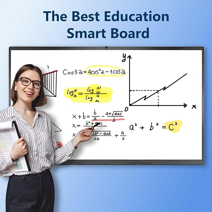 YIXZSWD Smart Board,65 Inch Interactive Whiteboard 4K Touchscreen Built in Ultra High Definition Camera Open App Ecosystem, Digital Presentation Electronic Smart WhiteBoard for Classroom Home Office