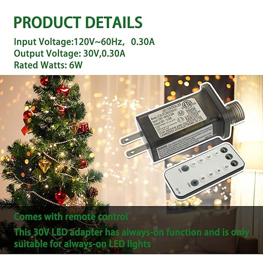 SIGANDG 30V 9W 8 Mode LED Controller with Memory Function and IR Remote Control Low Voltage Transformer for Holiday String Lights,not Fit for 8 Mode with Control Box and 1 Mode String Light(1 pcs)