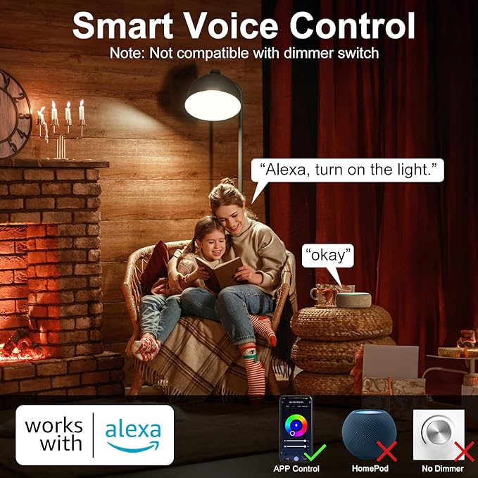 HYDONG Smart RGB Bulb,BR25/R80,Smart Bulbs Compatible with Alexa,Color Changing LED WiFi Bulb 12W,2.4Ghz WiFi Only.E26/E27Base,4Packs
