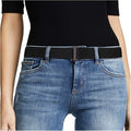 JASGOOD Women No Show Stretch Belt Elastic Web Strap Belt with Flat Buckle for Jeans Pants Dresses