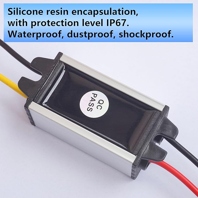 FlySuperior DC 24V/36V to 12V Step Down Converter Reducer Regulator, 5A, 60W Power Adapter, Waterproof Design, Suitable for Cars, Trucks, Vehicles, Boats, Engines, Solar Systems,LED. (DC 18V-40V)