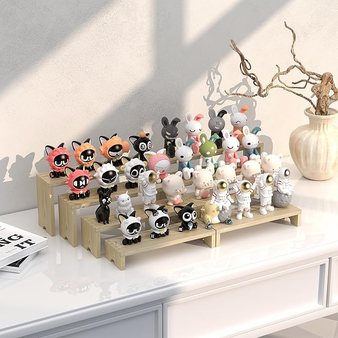 2 Set Large Wooden Tiered Riser Display Stands for Vendor Events,Stackable Perfume Organizer Cologne Stand for Men Women,Wooden Cupcake Dessert Stand,Wood Dessert Table Display Set,Food Display Risers for Party（12-11.2-10.4-9.6IN）