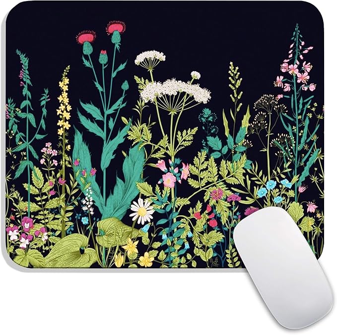 Armanza Square Mouse Pad Midnight Flowers,Personalized Premium-Textured Custom Mouse Mat Design,Washable Mousepad Cloth,Non-Slip Rubber Base Computer Mouse Pads for Wireless Mouse