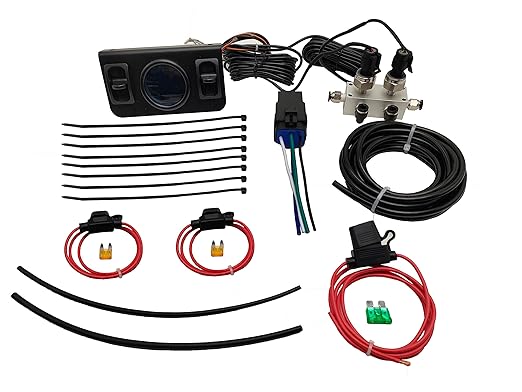 in Cab Dual Air Gauge Control Kit with Digital Paddle Switch for Air Pressure Sensor Control of Air Suspension Kit (Red)