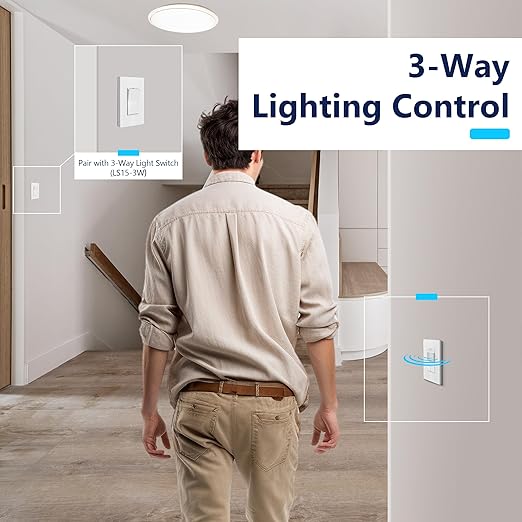 LIDER Motion Sensor Dimmer Switch for Dimmable 200W LED/CFL Lights, 3-Way, 120 V, Modern Upgrade, No Neutral Required, No Ground Required, UL Listed, Wall Plate Included, White, 2 Pack, New Version