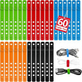 AROIC 60Pcs Silicone Cable Ties, 5-Colors Reusable Cord Organizer for Phone Charger & Data Cables - Home Office Travel Essentials, Under Desk Cable Management, Wire Holder for Computer, Kitchen