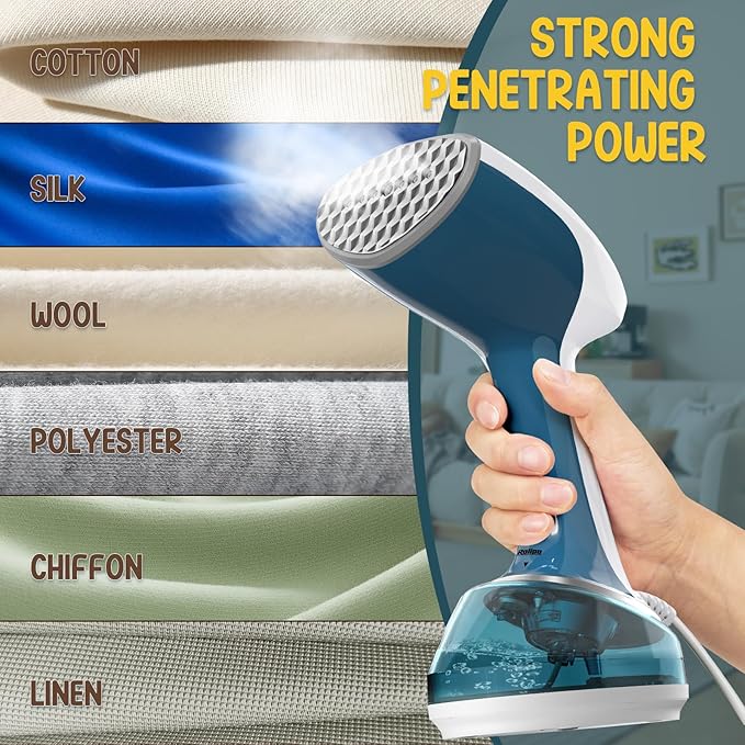 Rolipo Handheld Steamer for Clothes 1200W, Clothes Steamer with Large 360ml Water Tank, Fast Wrinkle Remover Portable Garment Steamer, Ideal for Home, Office, Travel, Blue