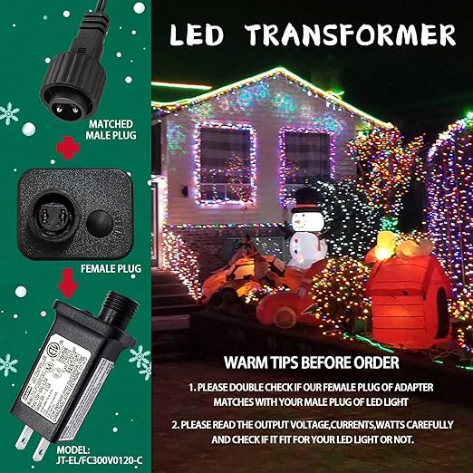 Replacement LED Transformer 30V 0.12A Class 2 Power Supply Adapter Ip44 LED Light Controller Low Voltage Transformer for Christmas String Light Inflatable Decorations (30V3.6W 1PCS)