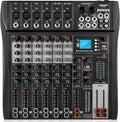 6 Channel Professional Audio Mixer with 48V Phantom Power, USB Audio Interface, Bluetooth & MP3 Player, Sound Board for Podcast, Home Studio, Live Streaming & Recording