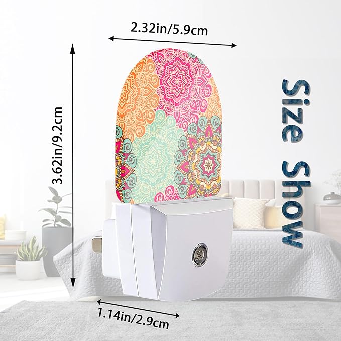 Axxitude Vintage Blooming Night Lights Plug into Wall for Girls Boys Room,Night Light LED Lamp Dusk to Dawn Sensor Round Lamp for Bedroom Bathroom Hallway Home Wall Decor Nightlight