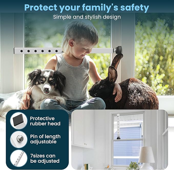 Gadgetzan 4 Pack Window Security Bars Adjustable 11"-18",Portable Short Sliding Window Lock Bar for Child Safety/Anti-Theft,Window safety lock with Rubber Base for Vertical and Horizontal Window-White